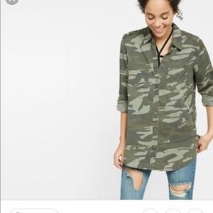 Express Camouflage boyfriend button-down shirt lg